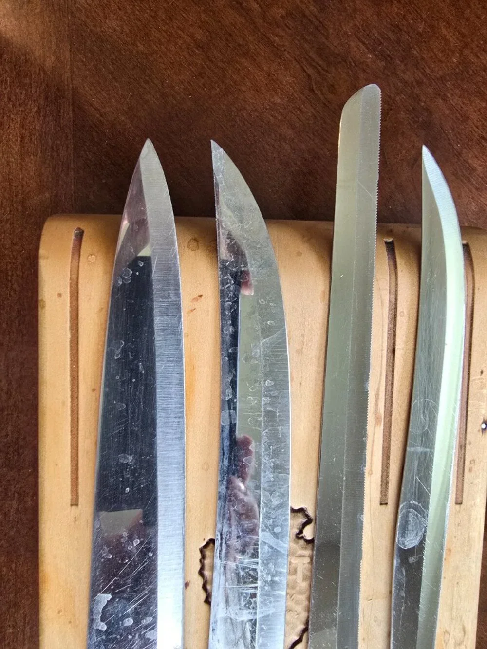 Vintage Ekco Flint Stainless Vanadium Knife Set with Wood Block USA Made